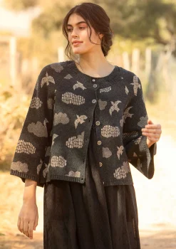 Flash Sale Gudrun Sjödén Strickjacke „Flyttfågel“ aus Recycling-Wollmischung/Recycling-Baumwolle dunkelaschgrau-melange