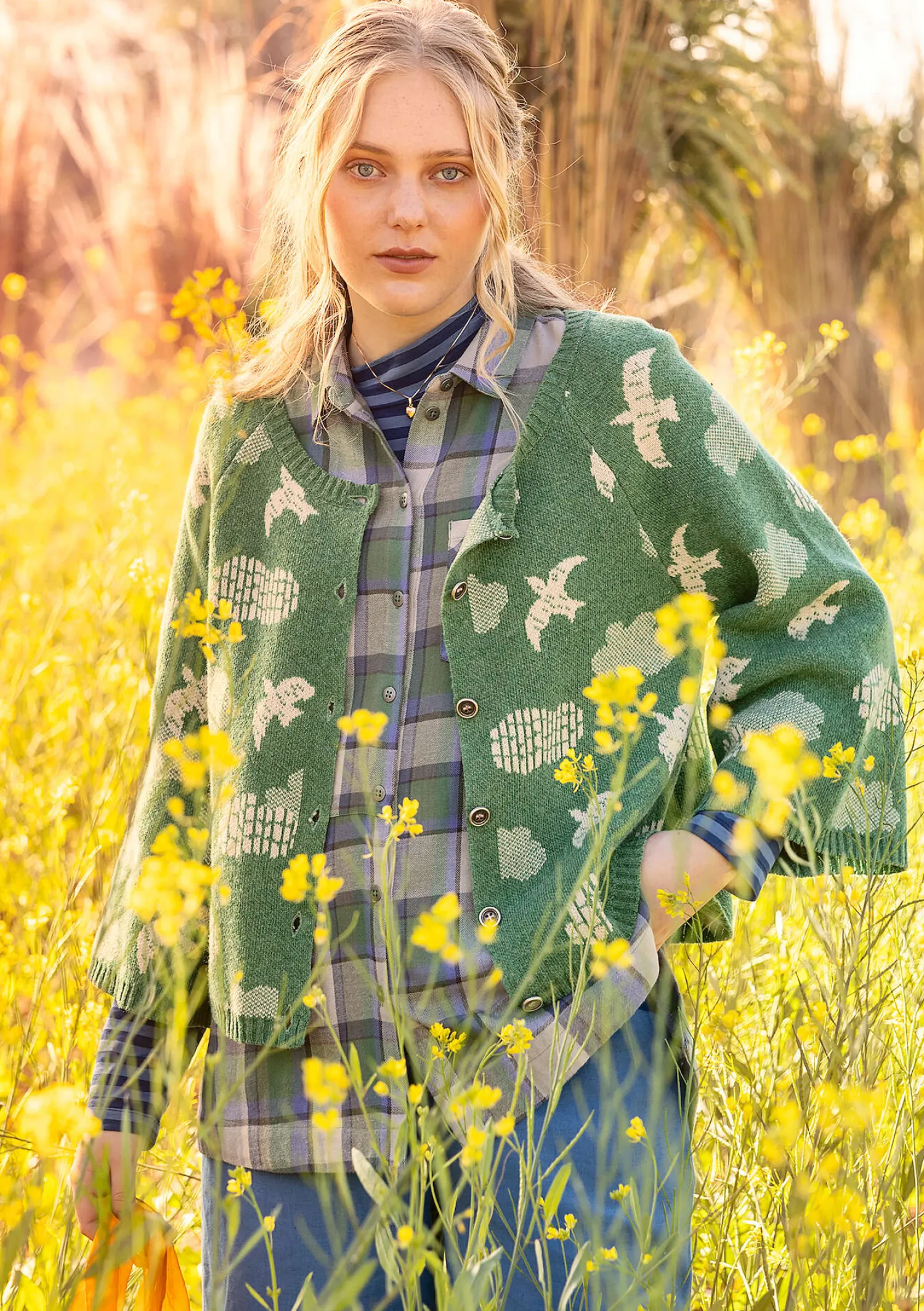Sale Gudrun Sjödén Strickjacke „Flyttfågel“ aus Recycling-Wollmischung/Recycling-Baumwolle dunkelaschgrau-melange