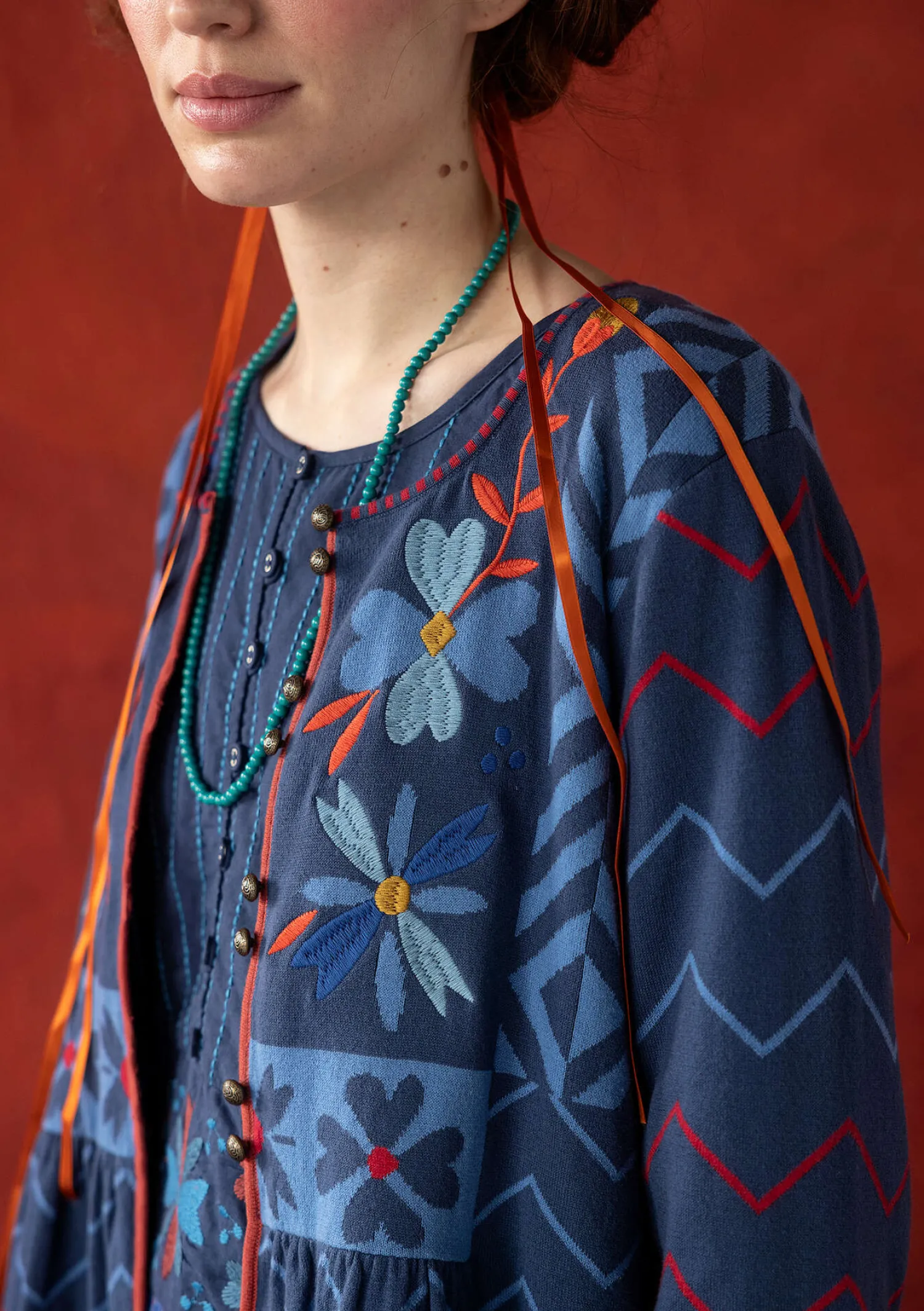 Hot Gudrun Sjödén Strickjacke „Maria“ aus Bio-/Recycling-Baumwolle indigo