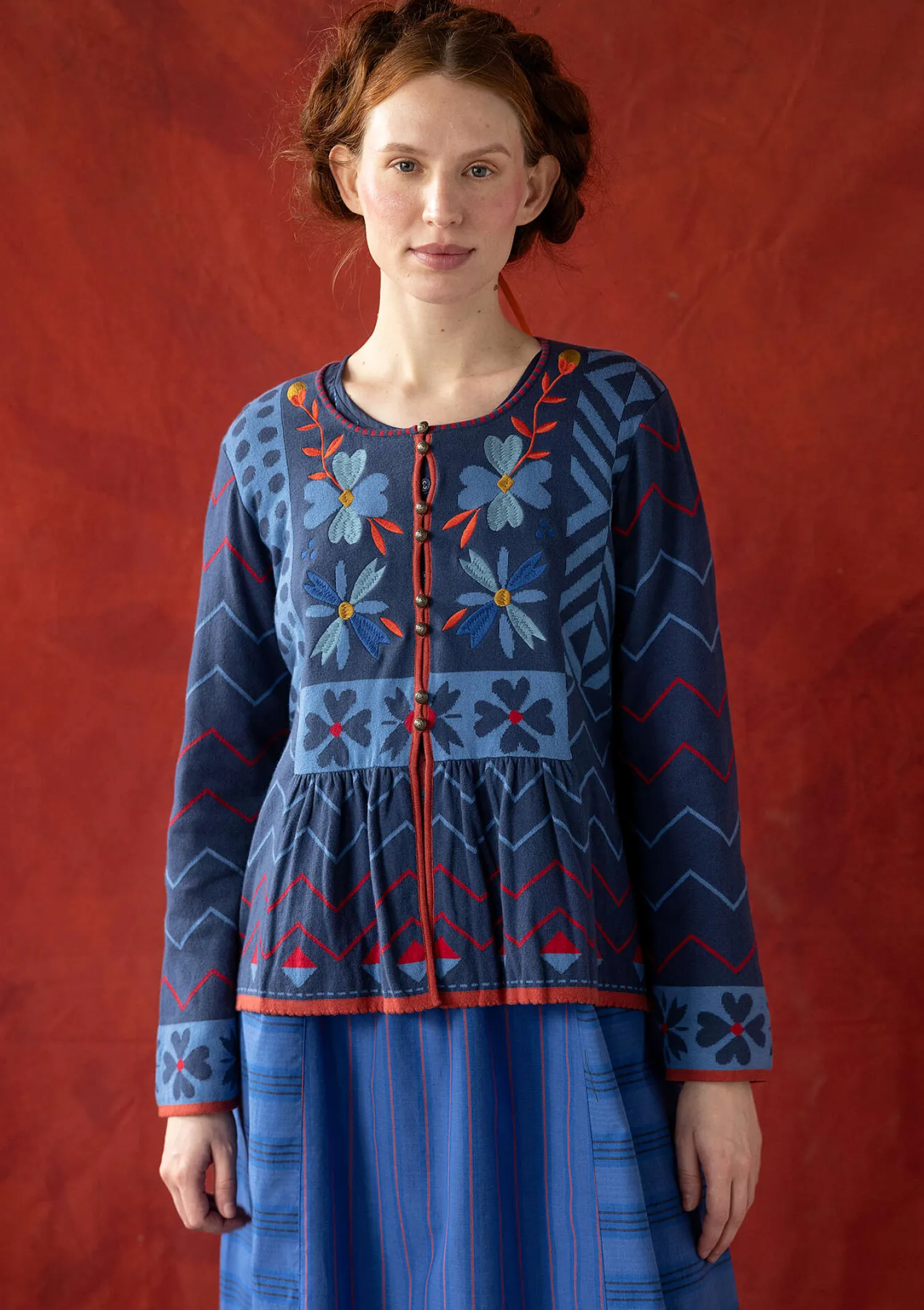 Outlet Gudrun Sjödén Strickjacke „Maria“ aus Bio-/Recycling-Baumwolle mohn