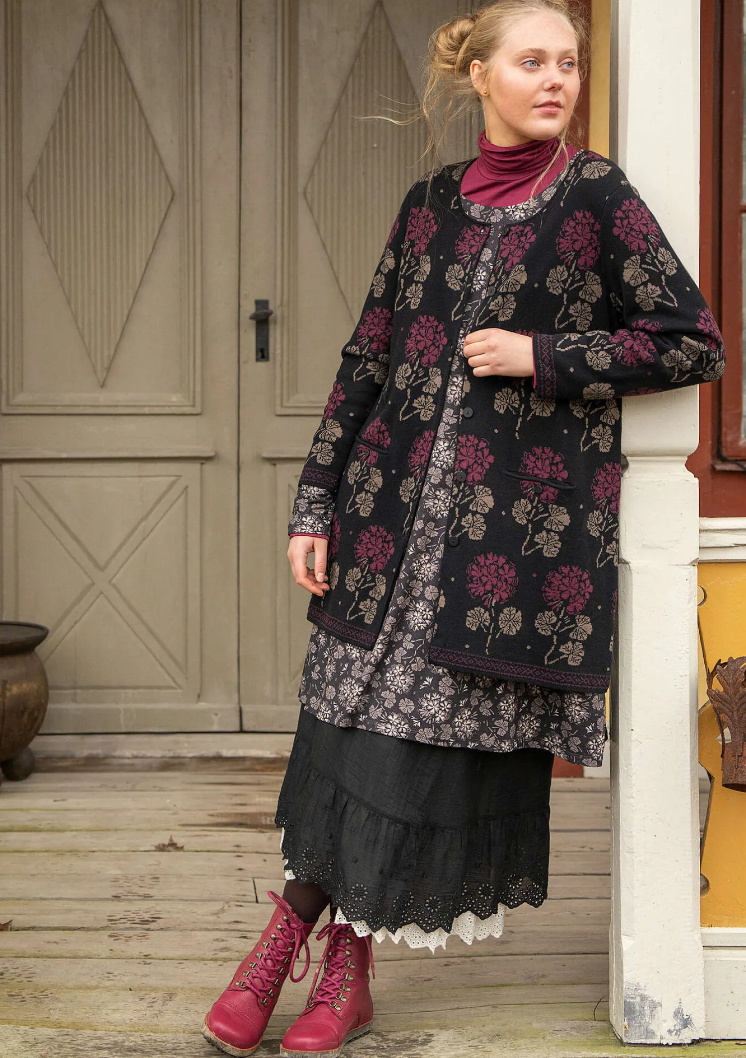 Outlet Gudrun Sjödén Strickjacke „Mårbacka“ aus Bio-/Recycling-Baumwolle schwarz