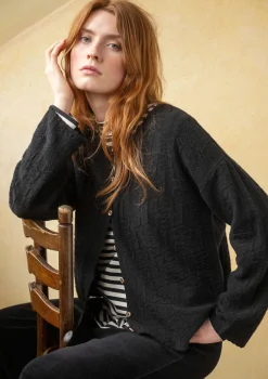 Best Gudrun Sjödén Strickjacke „Nova“ aus Lammwolle hellflaschengrün-genoppt