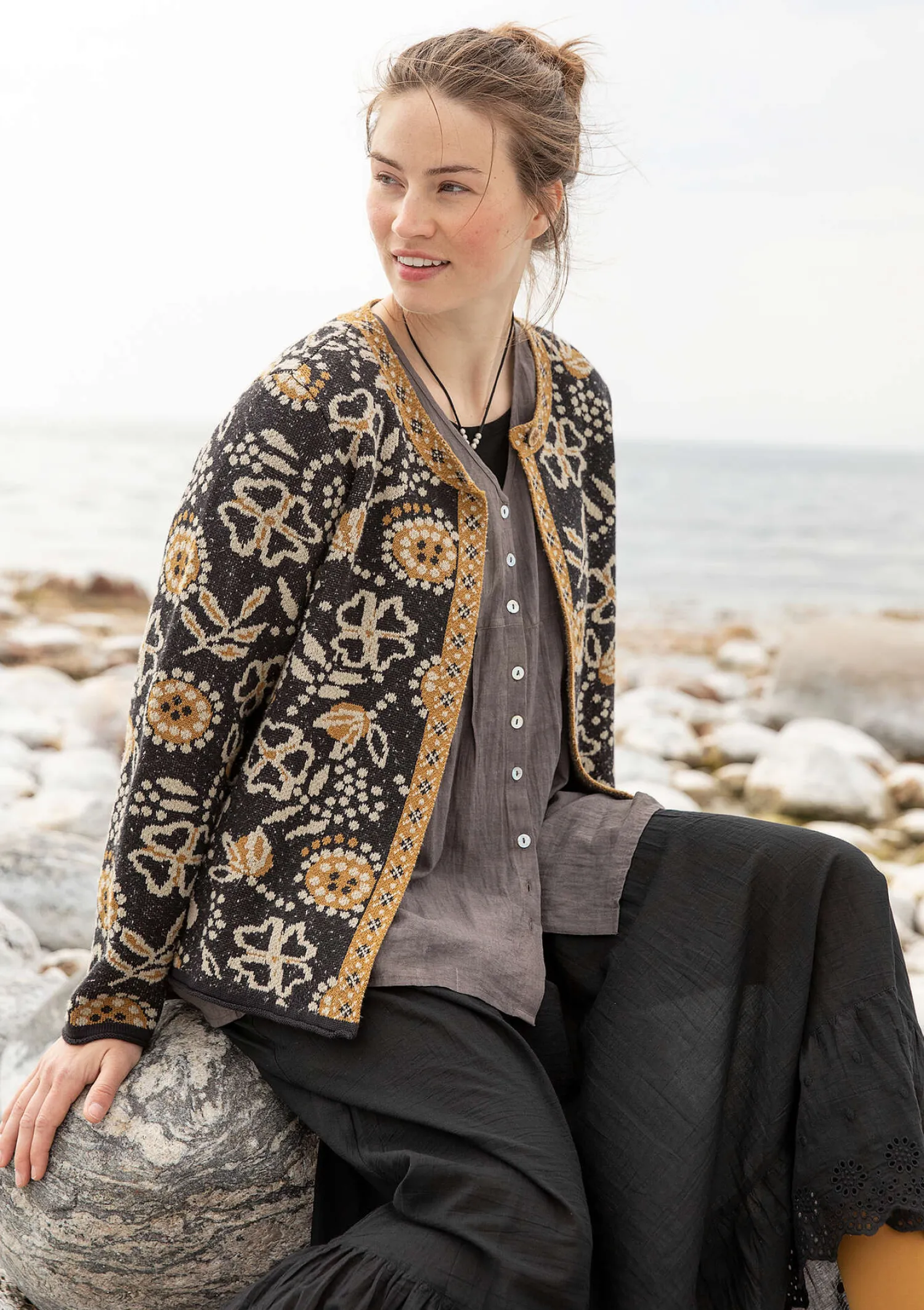 Best Gudrun Sjödén Strickjacke „Rashmi“ aus Bio-Baumwolle schwarzesKashish