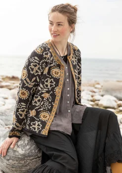 Outlet Gudrun Sjödén Strickjacke „Rashmi“ aus Bio-Baumwolle schwarzesKashish