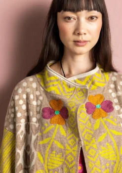 Discount Gudrun Sjödén Strickjacke „Viktoria“ aus Baumwolle/Lammwolle taupe