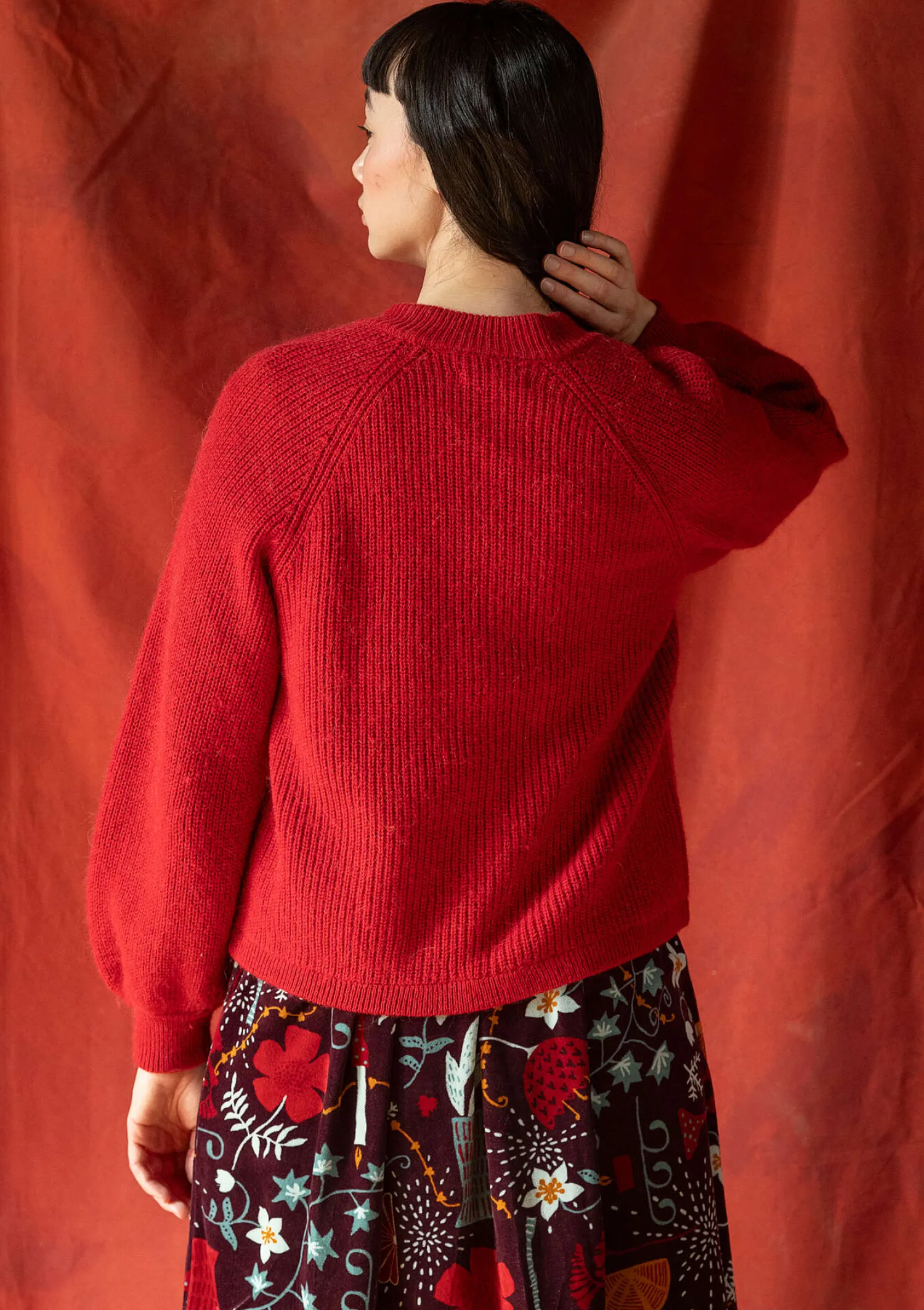 Best Sale Gudrun Sjödén Strickjacke „Vinternatt“ aus Bio- und Recycling-Baumwolle/Alpakawollgemisch tomate