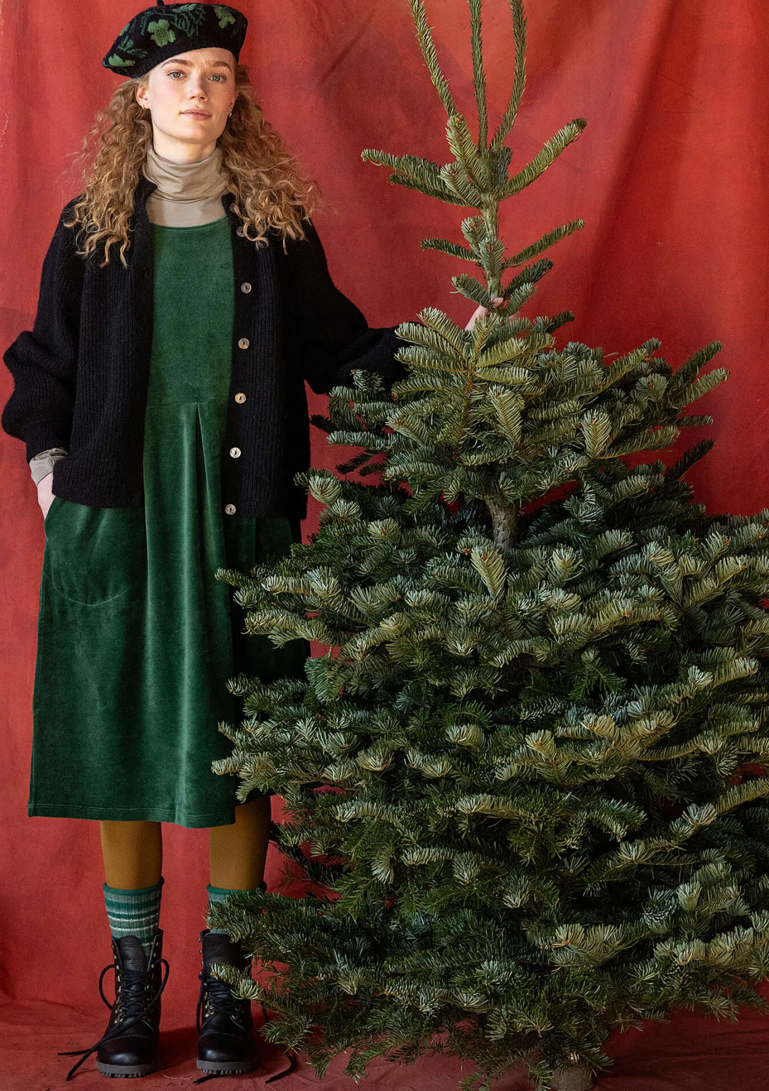 Best Sale Gudrun Sjödén Strickjacke „Vinternatt“ aus Bio- und Recycling-Baumwolle/Alpakawollgemisch tomate