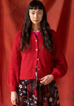 Cheap Gudrun Sjödén Strickjacke „Vinternatt“ aus Bio- und Recycling-Baumwolle/Alpakawollgemisch tomate