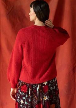 Cheap Gudrun Sjödén Strickjacke „Vinternatt“ aus Bio- und Recycling-Baumwolle/Alpakawollgemisch tomate
