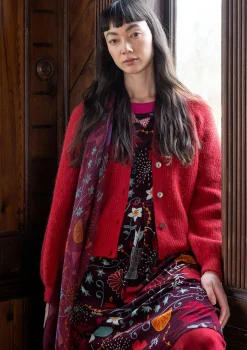 Cheap Gudrun Sjödén Strickjacke „Vinternatt“ aus Bio- und Recycling-Baumwolle/Alpakawollgemisch tomate