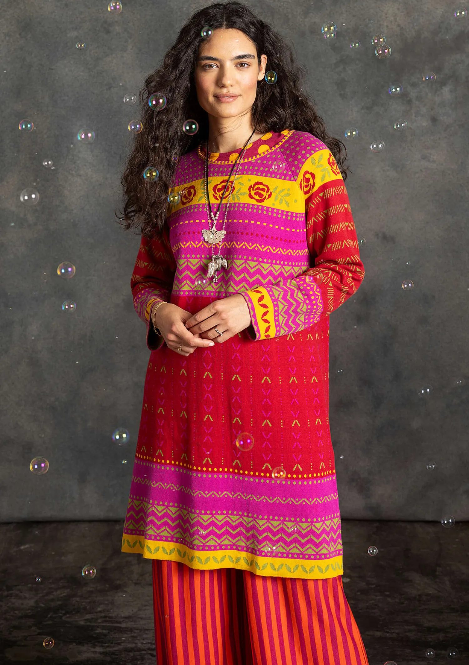Discount Gudrun Sjödén Strickkleid „Kajsa“ aus Bio-/Recycling-Baumwolle teebaum