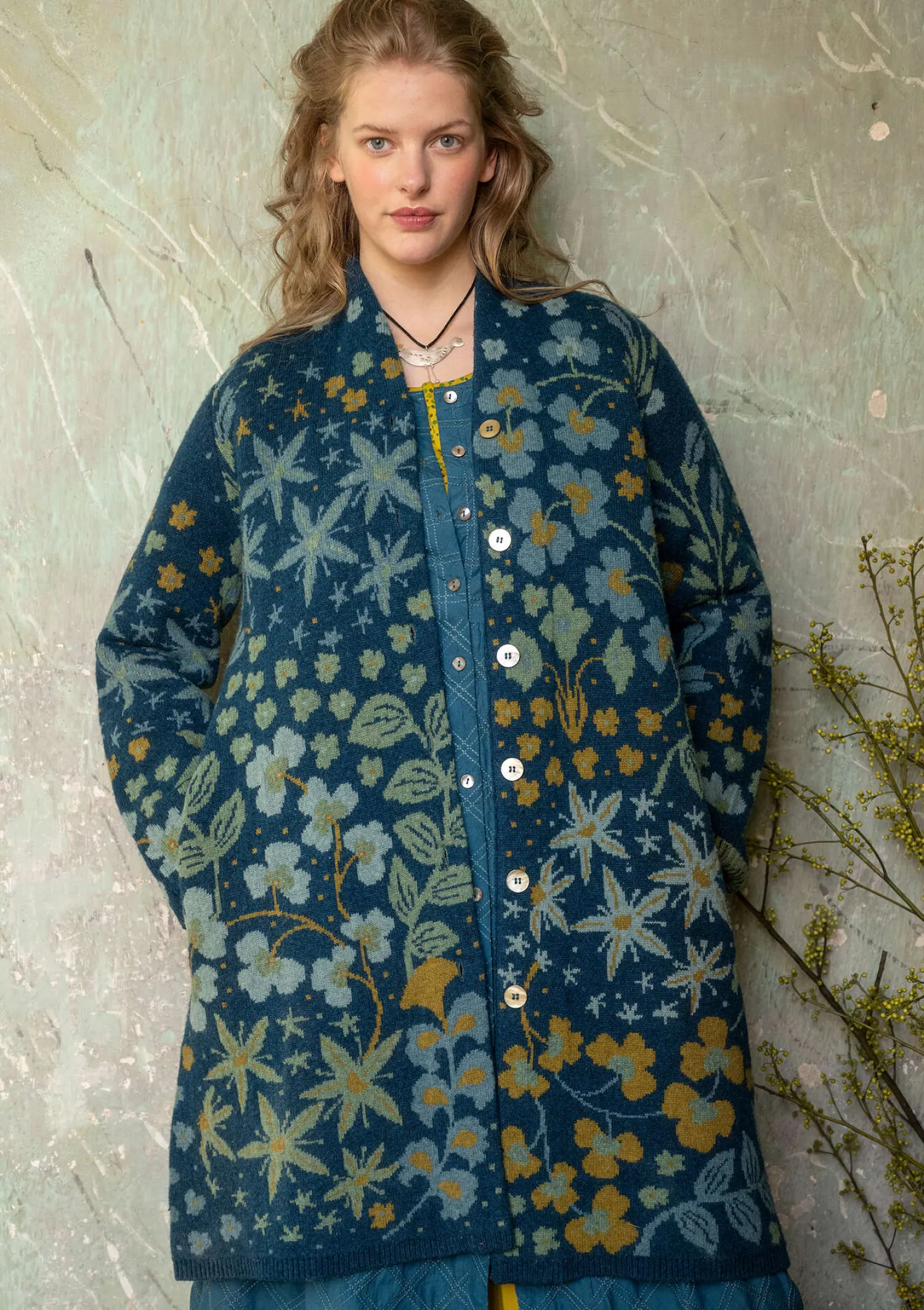 Clearance Gudrun Sjödén Strickmantel „Saga“ aus Recycling-Wolle rost-melange