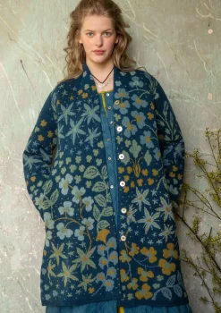 Fashion Gudrun Sjödén Strickmantel „Saga“ aus Recycling-Wolle dunkelpetrol-melange