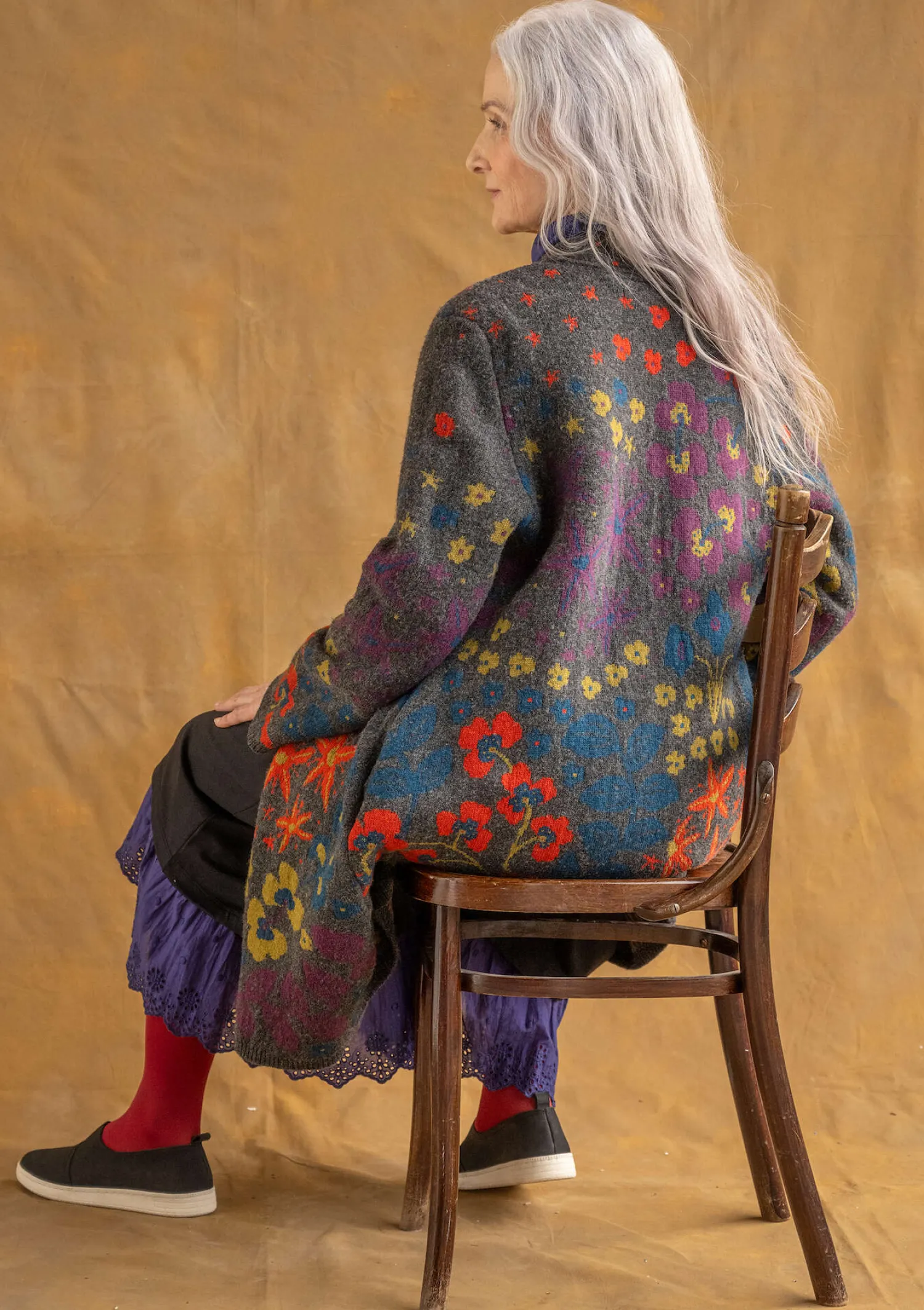 Fashion Gudrun Sjödén Strickmantel „Saga“ aus Recycling-Wolle rost-melange