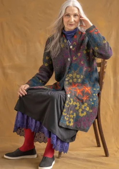 Store Gudrun Sjödén Strickmantel „Saga“ aus Recycling-Wolle dunkelpetrol-melange