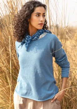 Flash Sale Gudrun Sjödén Strickpullover aus Bio-/Recycling-Baumwolle hellindigo