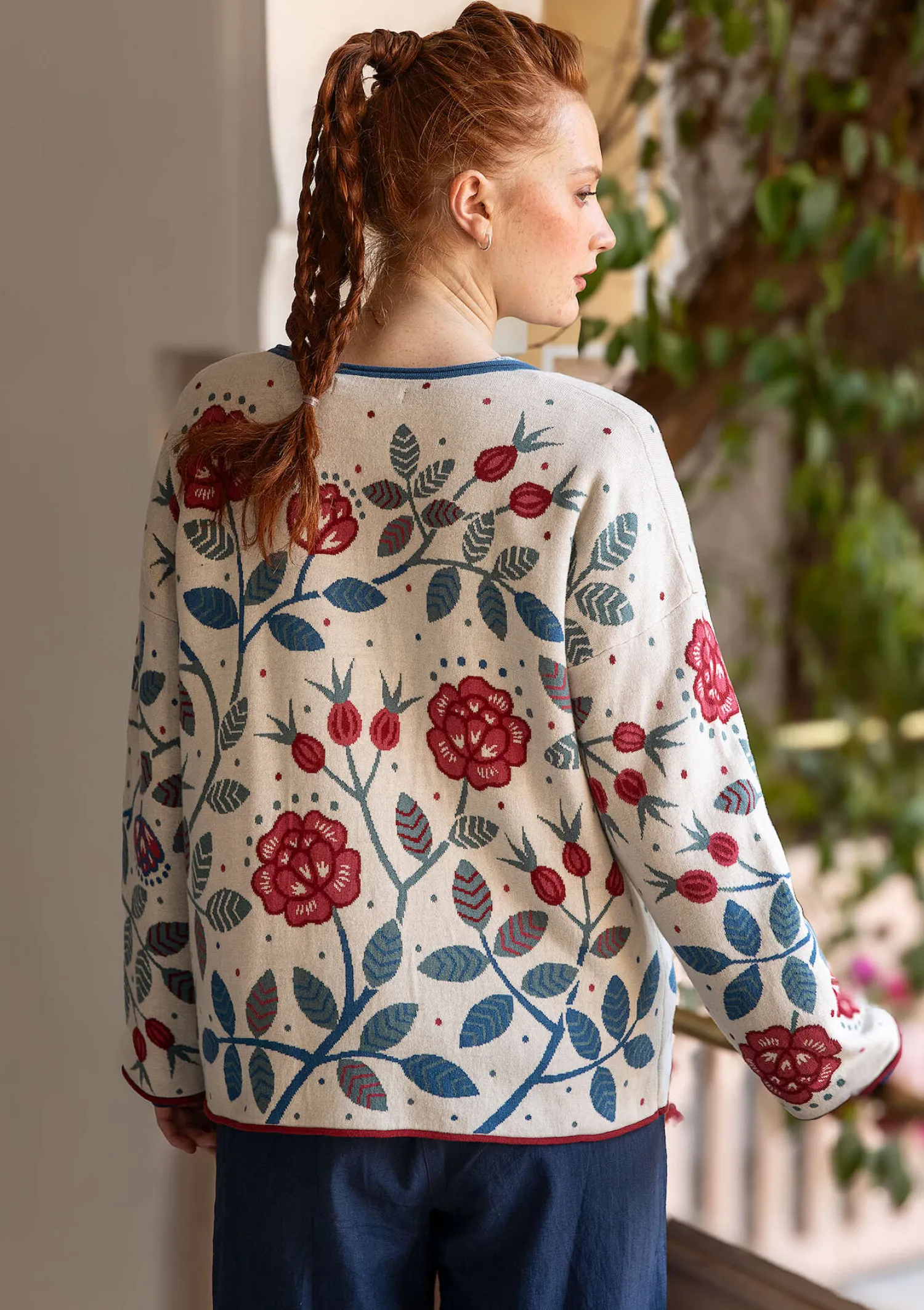 New Gudrun Sjödén Strickpullover „Nyponros“ aus Bio-/Recycling-Baumwolle achatrot