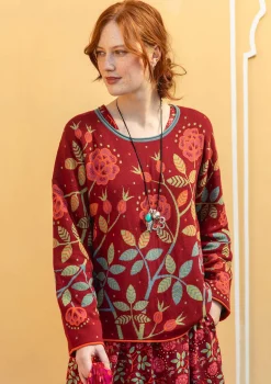 Best Gudrun Sjödén Strickpullover „Nyponros“ aus Bio-/Recycling-Baumwolle maulbeere