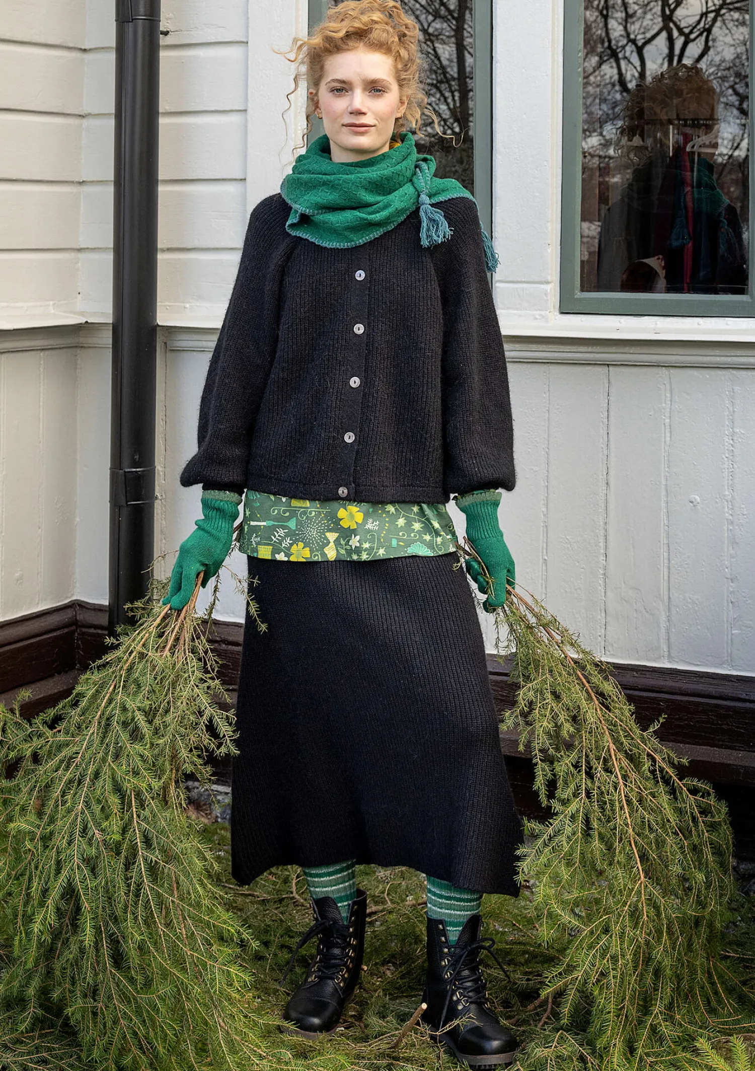 Shop Gudrun Sjödén Strickrock „Vinternatt“ aus Bio- und Recycling-Baumwolle/Alpakawollgemisch tomate