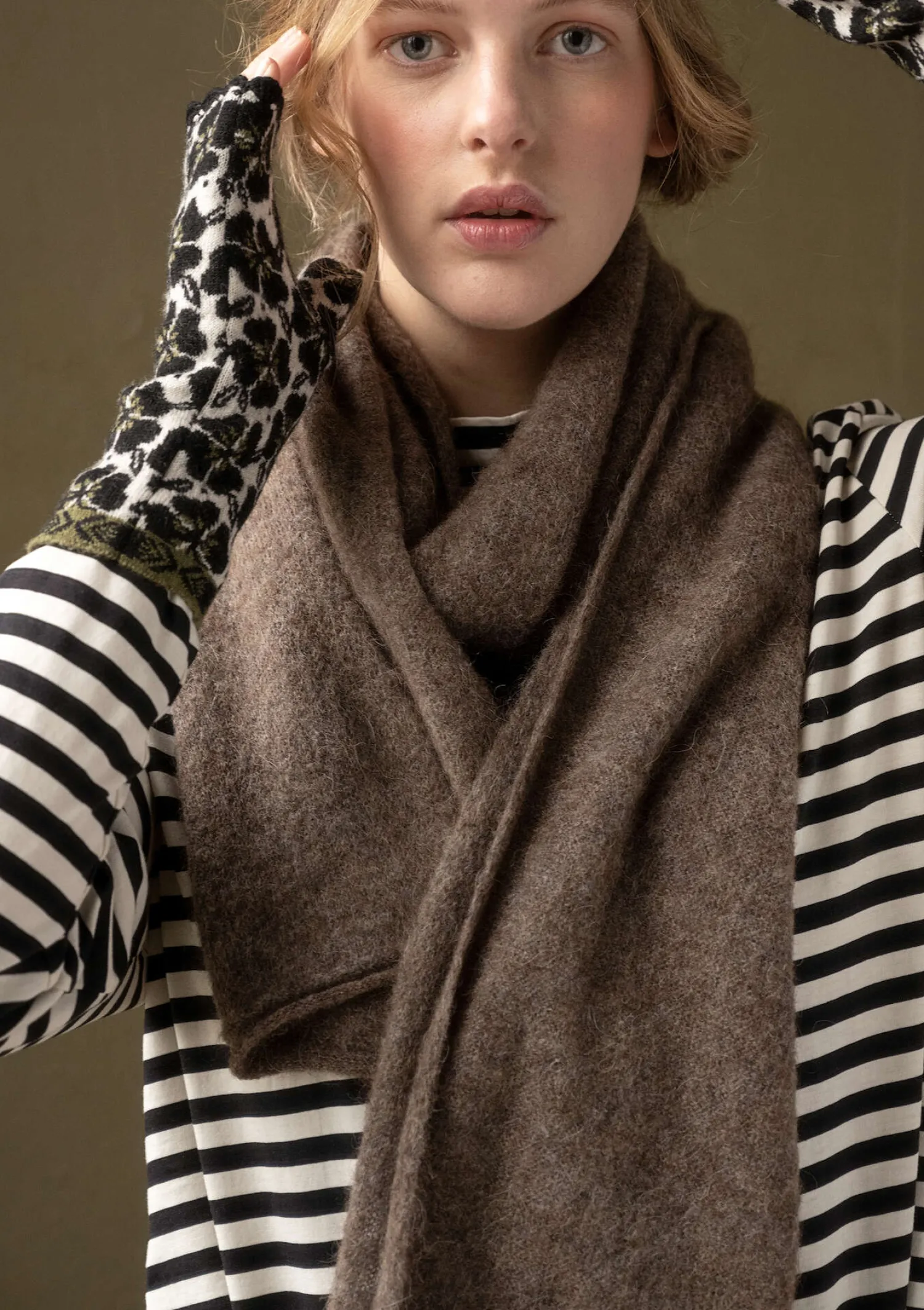 Flash Sale Gudrun Sjödén Strickschal aus Alpakagemisch wermutkraut