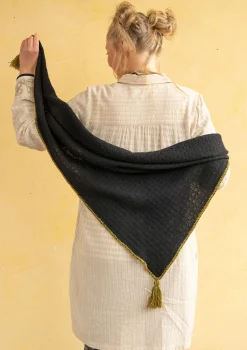 Store Gudrun Sjödén Strickschal aus Lammwolle/ Recycling-Wolle schwarz