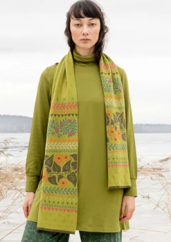 Clearance Gudrun Sjödén Strickschal „Borealis“ aus Bio- und Recycling-Baumwolle/Wolle avocado