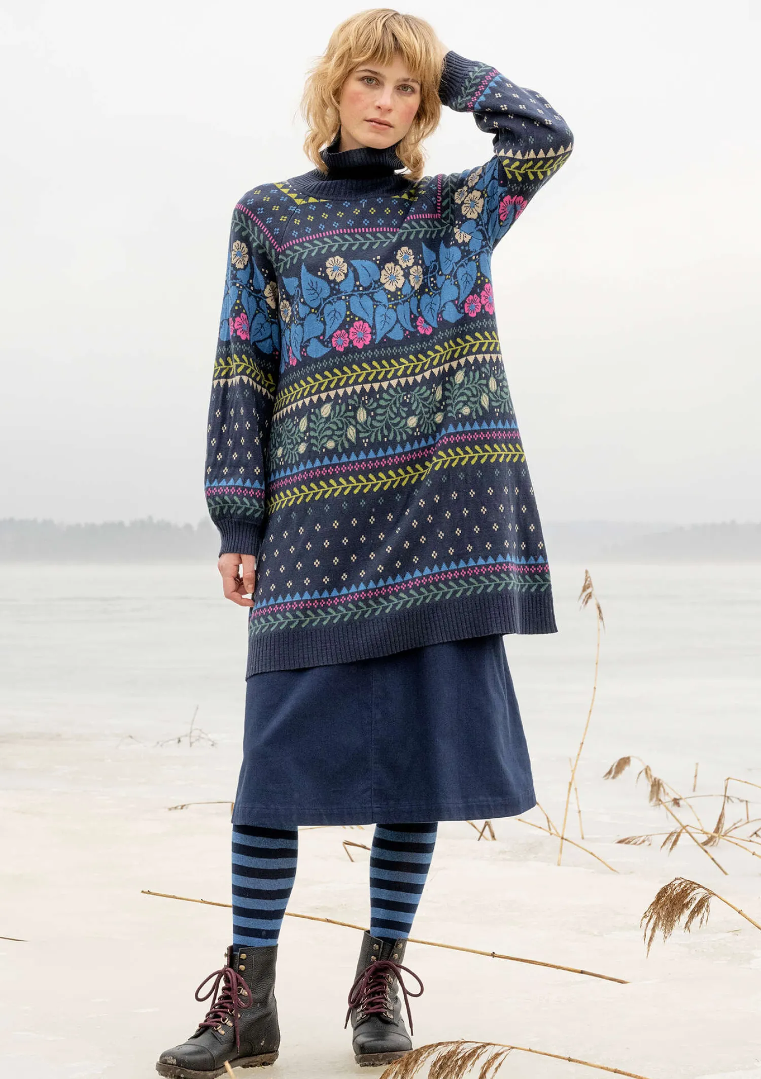 Online Gudrun Sjödén Stricktunika „Borealis“ aus Bio- und Recycling-Baumwolle/Wolle tinte