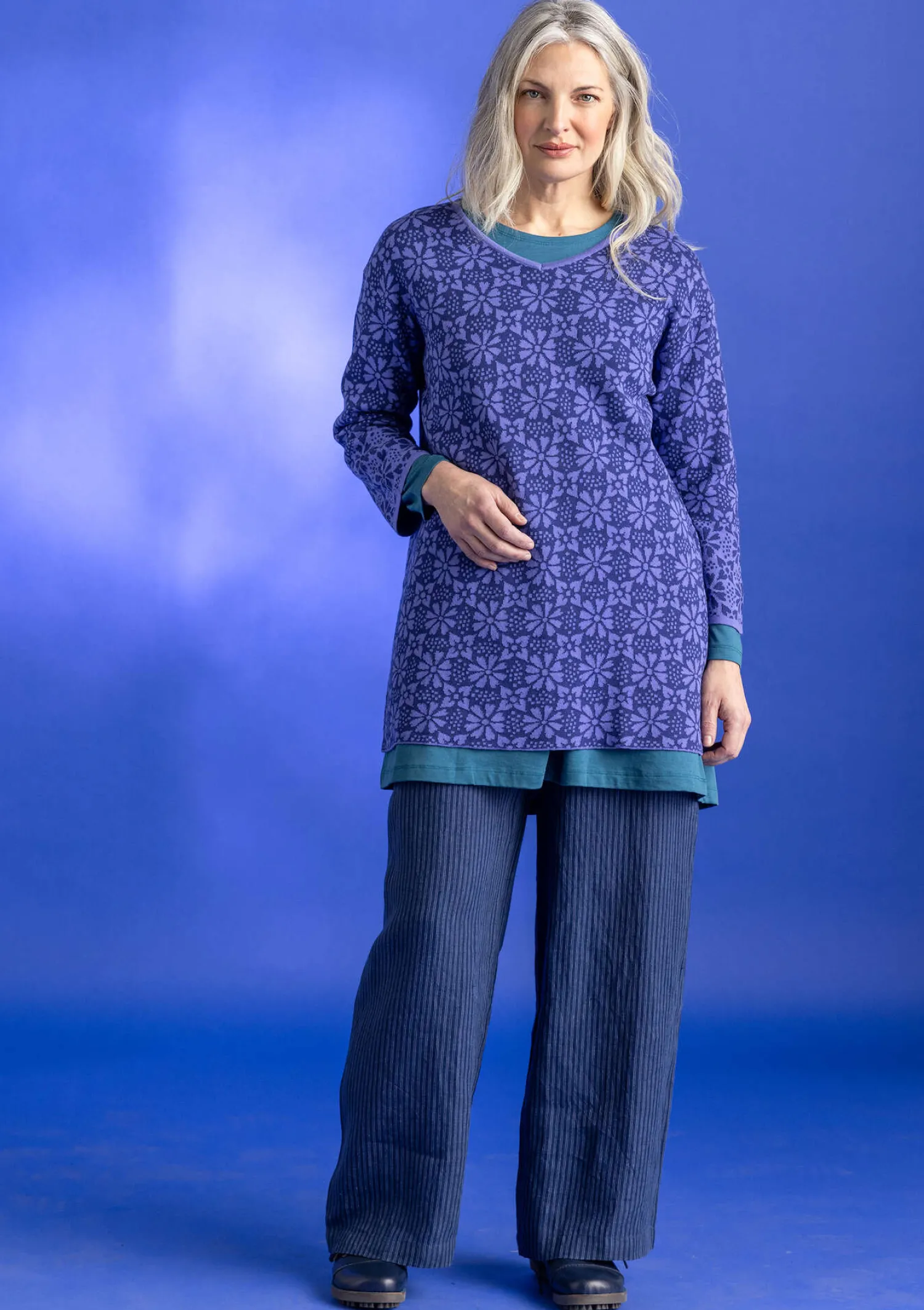 Best Gudrun Sjödén Stricktunika „Freja“ aus Bio-/Recycling-Baumwolle veilchen