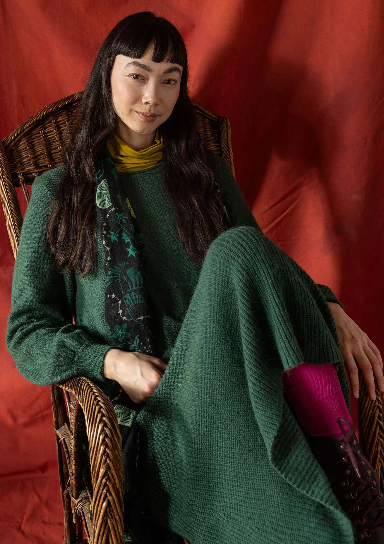 New Gudrun Sjödén Stricktunika „Vinternatt“ aus Bio- und Recycling-Baumwolle/Alpakawollgemisch tomate