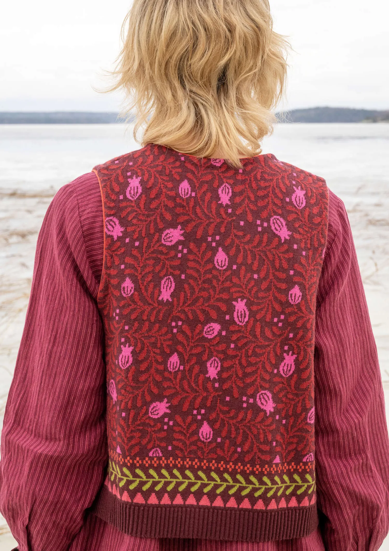 Store Gudrun Sjödén Strickweste „Aurora“ aus Bio- und Recycling-Baumwolle/Wolle avocado