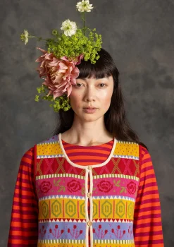 Hot Gudrun Sjödén Strickweste „Klara“ aus Bio-/Recycling-Baumwolle rapsfeld