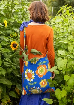 Hot Gudrun Sjödén Tasche „Sunflower“ aus Öko-Baumwolle/Leinen kornblumenblau