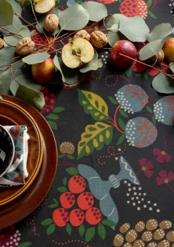 Cheap Gudrun Sjödén Tischdecke „Fruits“ aus Bio-Baumwolle dunkelaschgrau