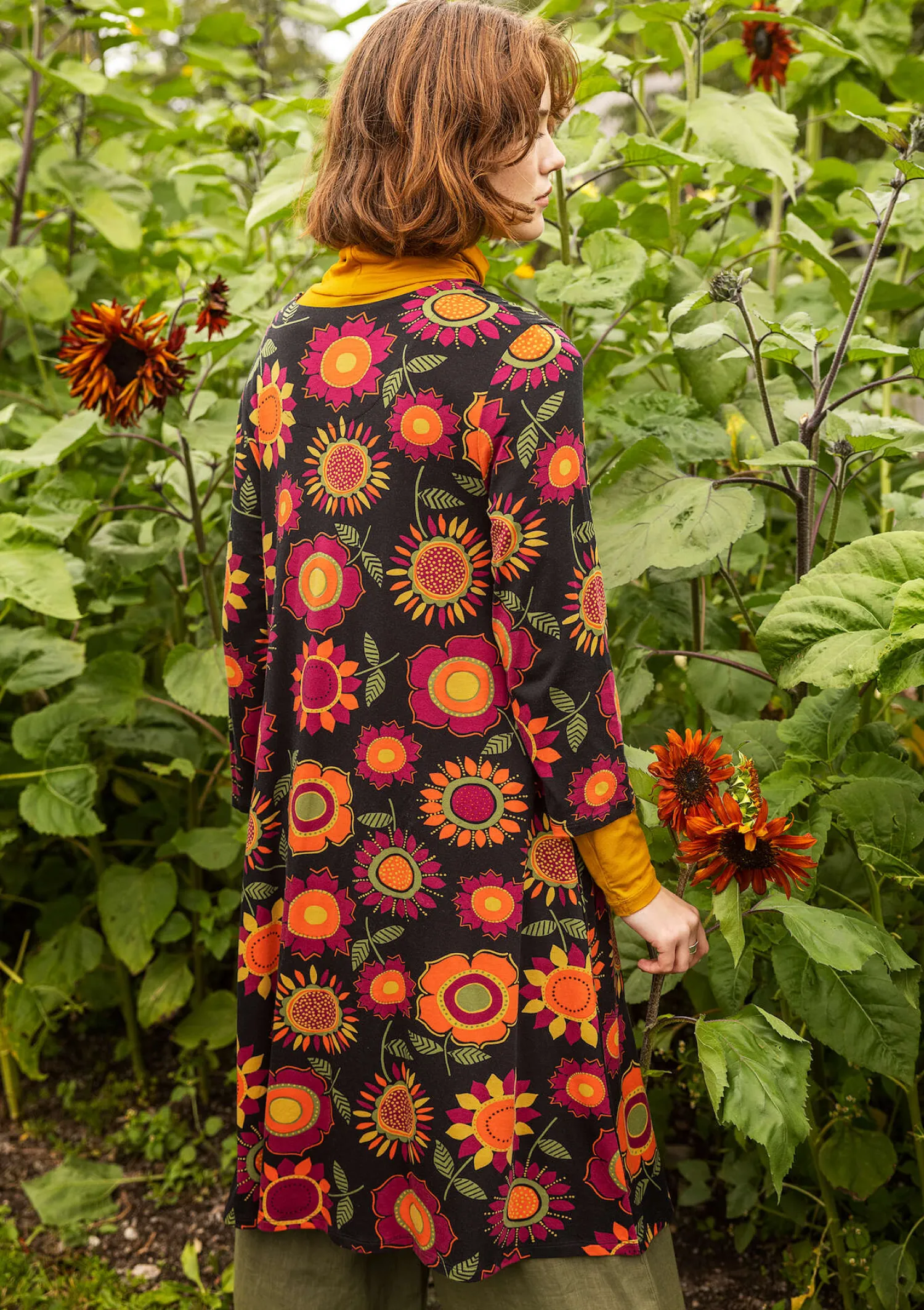 Cheap Gudrun Sjödén Trikotkleid „Sunflower“ aus Lyocell/Elasthan moosgrün