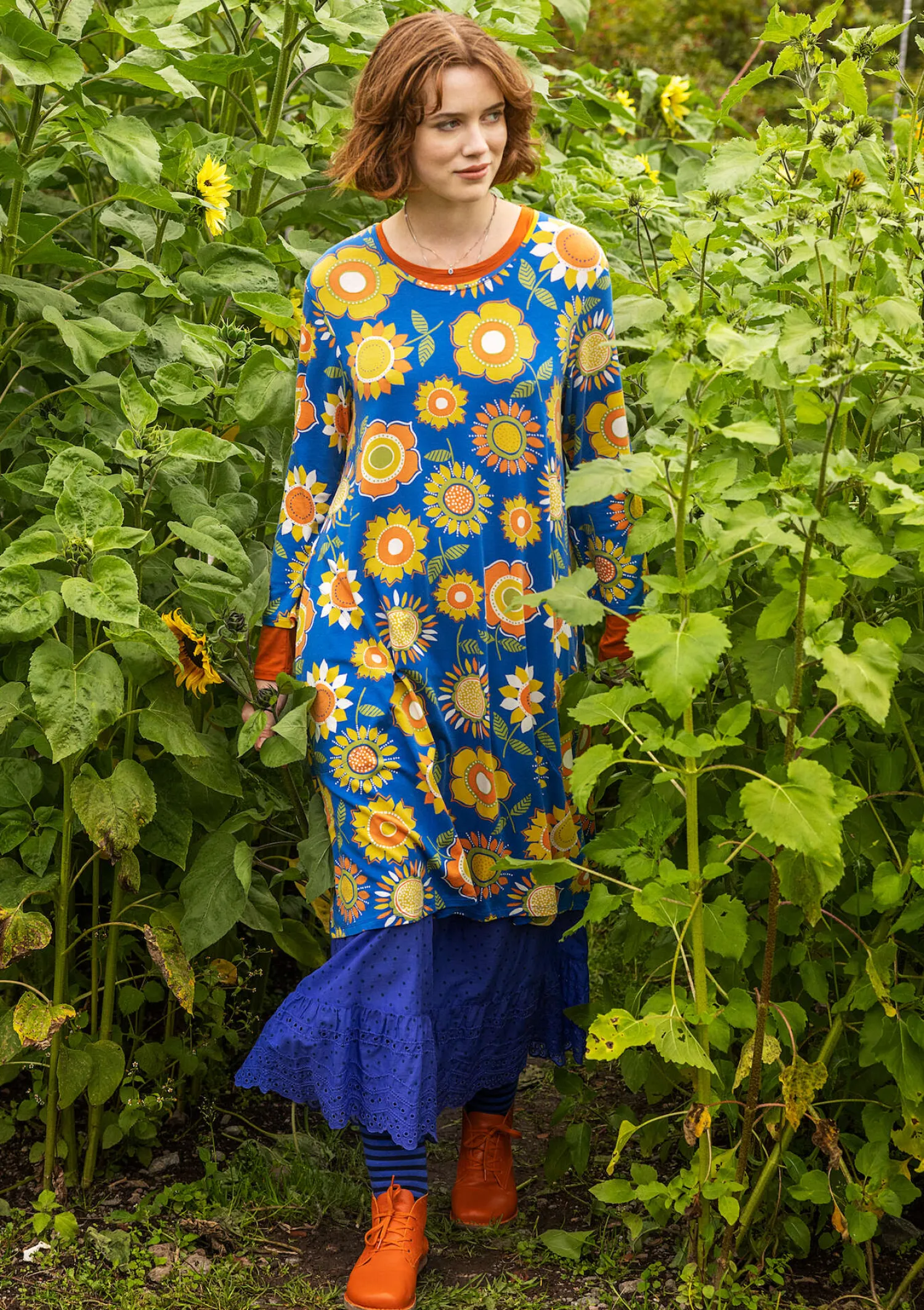 Flash Sale Gudrun Sjödén Trikotkleid „Sunflower“ aus Lyocell/Elasthan moosgrün