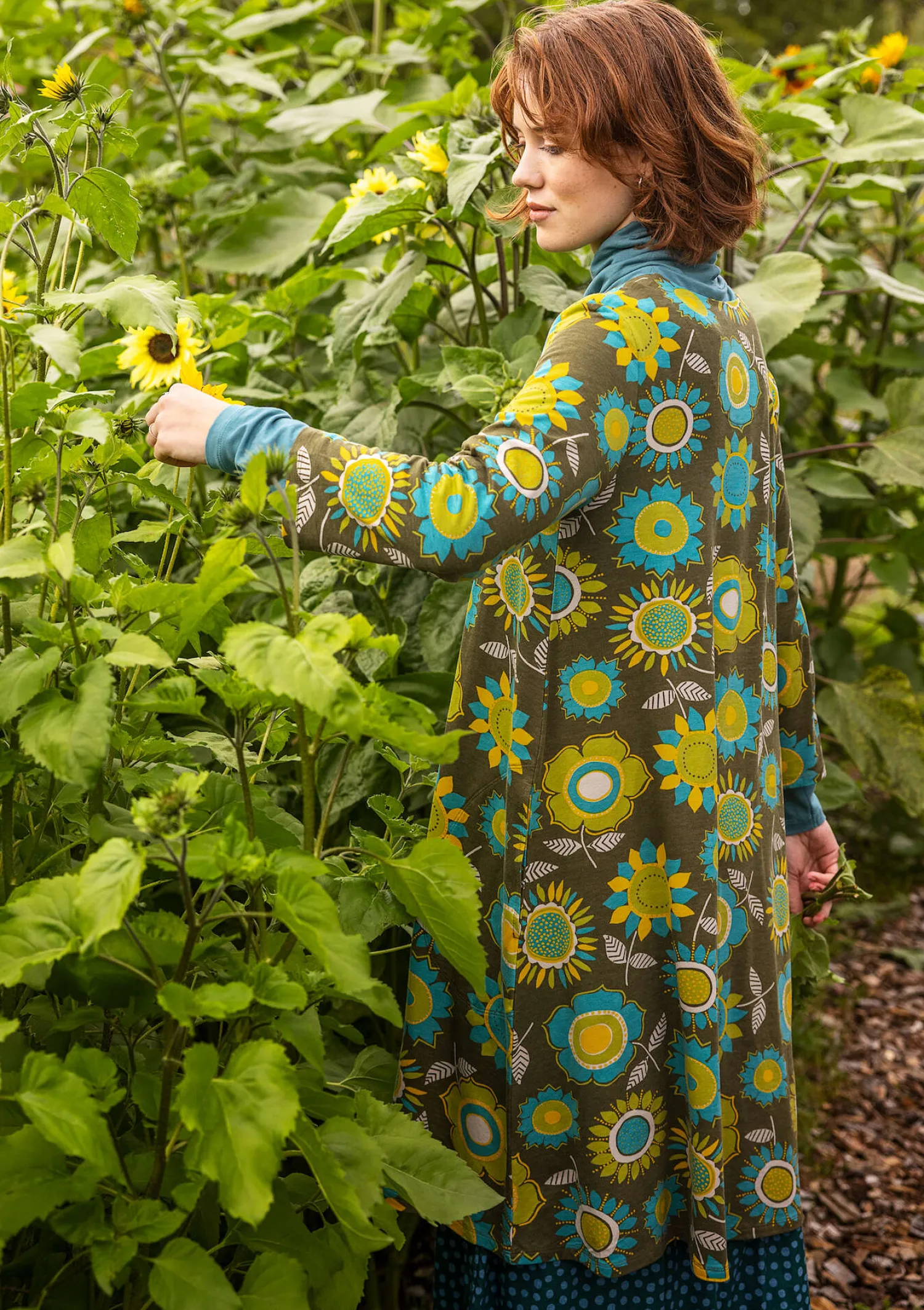 Flash Sale Gudrun Sjödén Trikotkleid „Sunflower“ aus Lyocell/Elasthan moosgrün