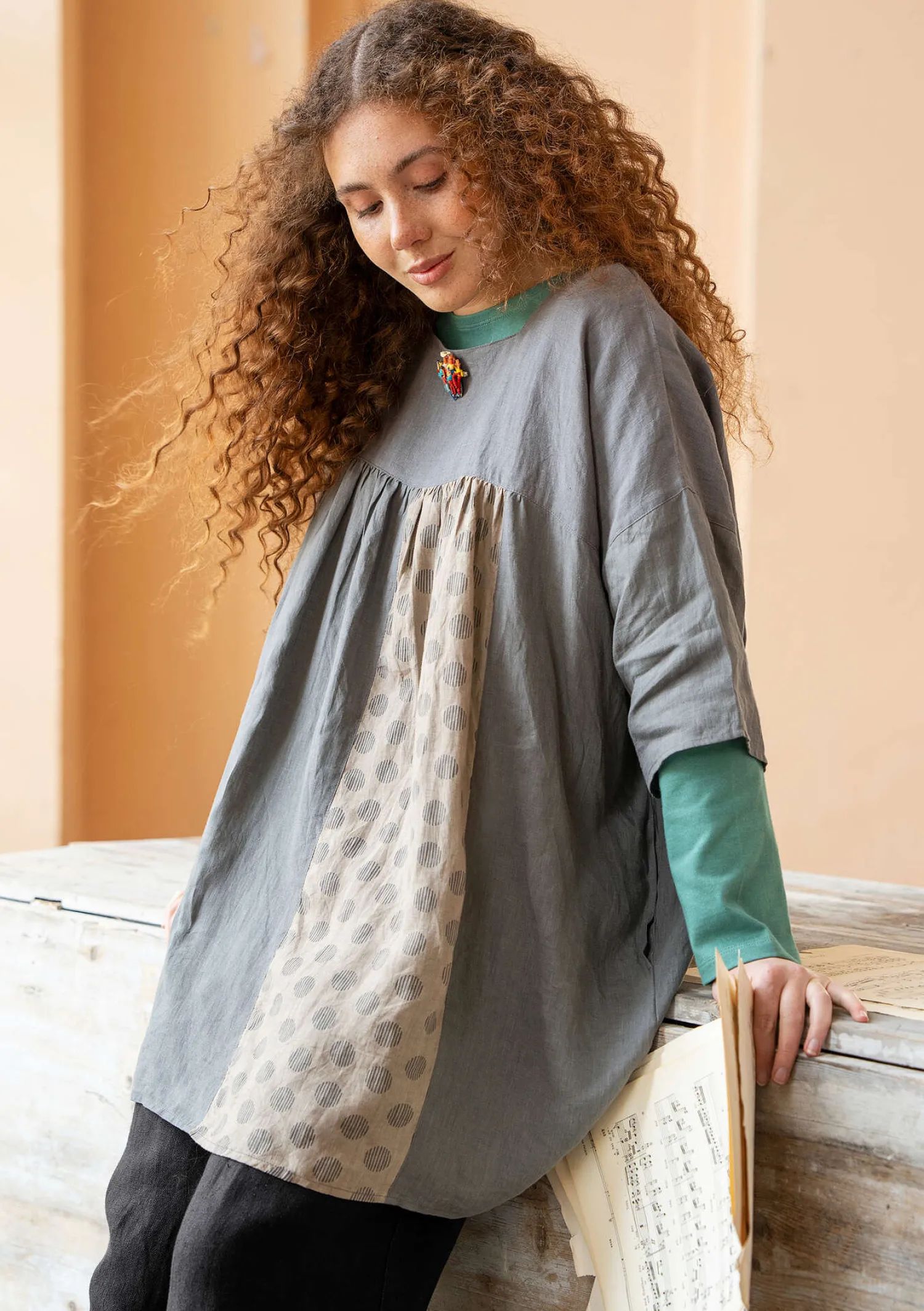 Flash Sale Gudrun Sjödén Tunika „Sonata“ aus Leinen grafit