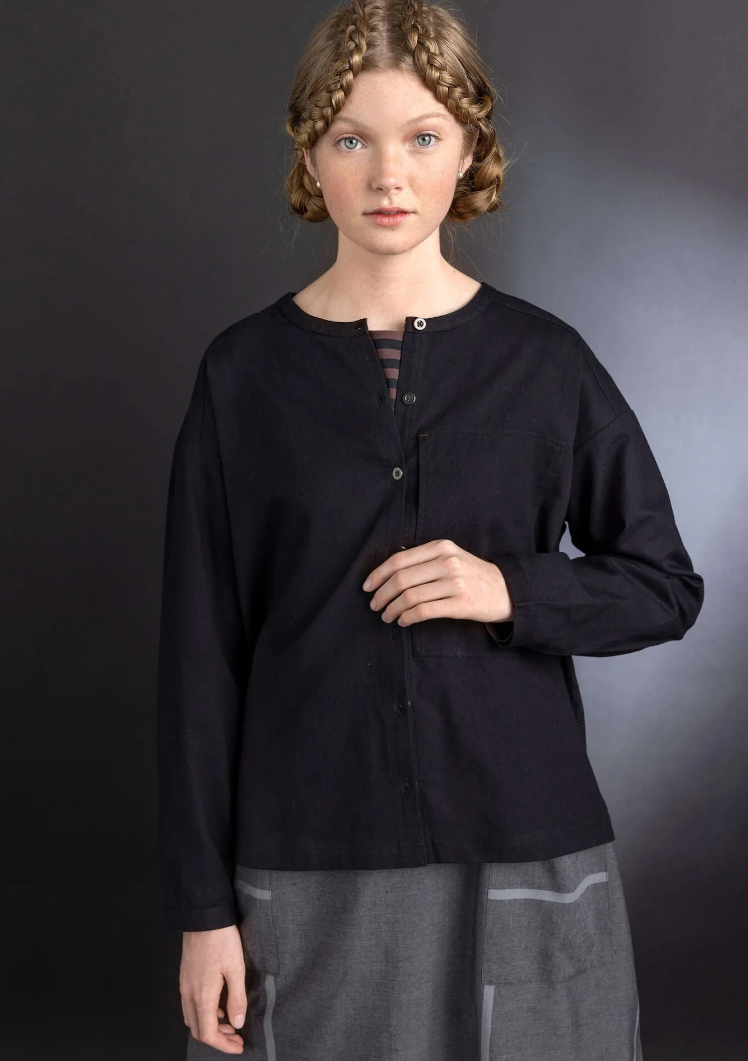 Cheap Gudrun Sjödén Twillbluse aus Bio-Baumwolle schwarz