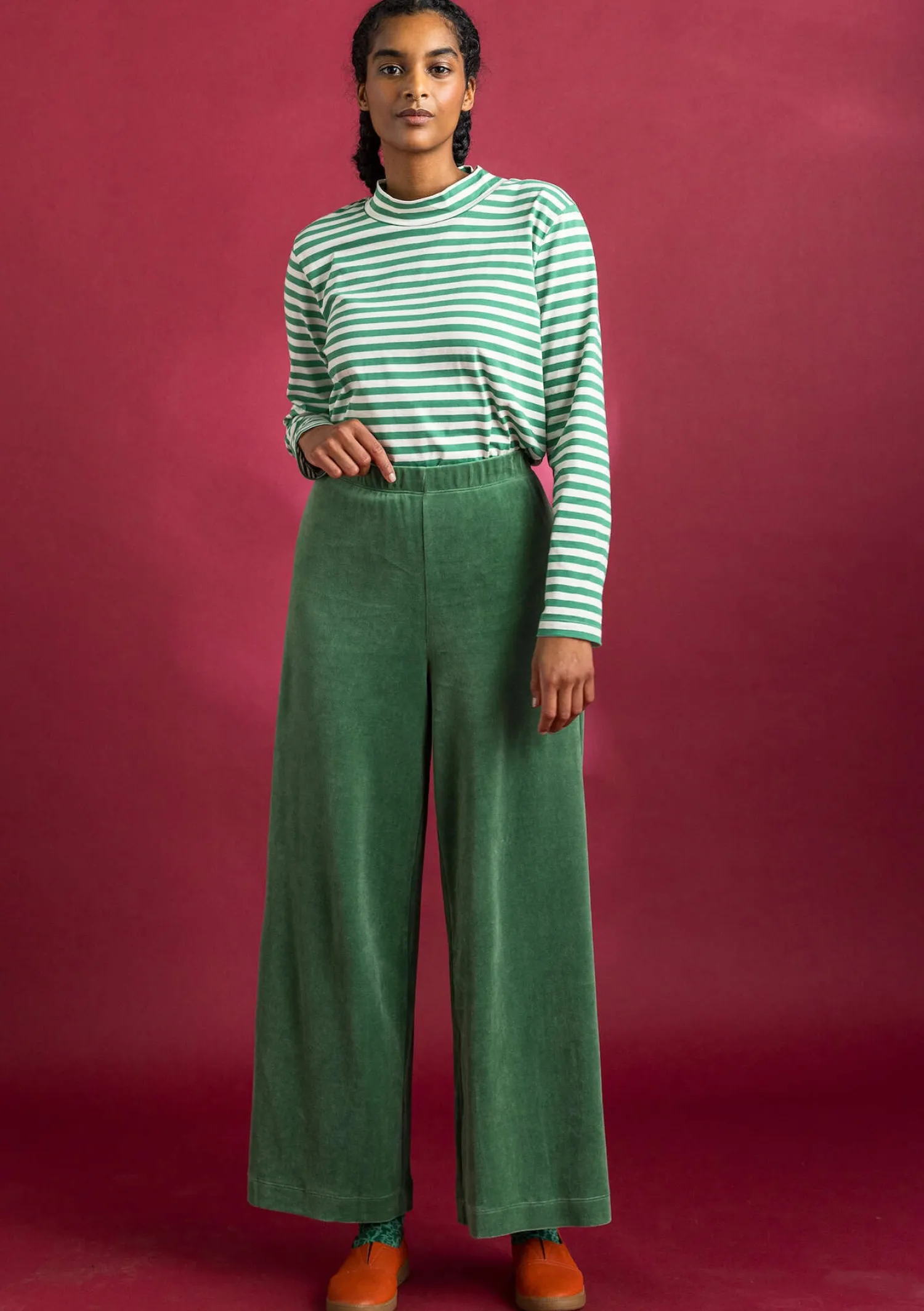 New Gudrun Sjödén Velourshose aus Bio-Baumwolle/Recycling-Polyester meeresgrün