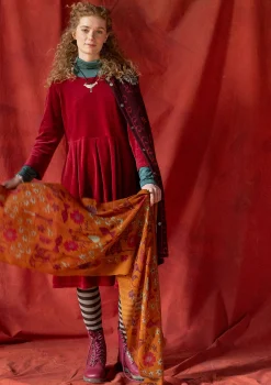 Store Gudrun Sjödén Velourskleid „Fyrverkeri“ aus Bio-Baumwolle/Recycling-Polyester granatapfel