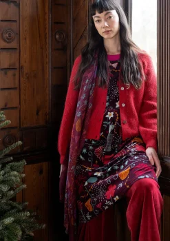 Fashion Gudrun Sjödén Velourskleid „Fyrverkeri“ aus Bio-Baumwolle/Recycling-Polyester granatapfel