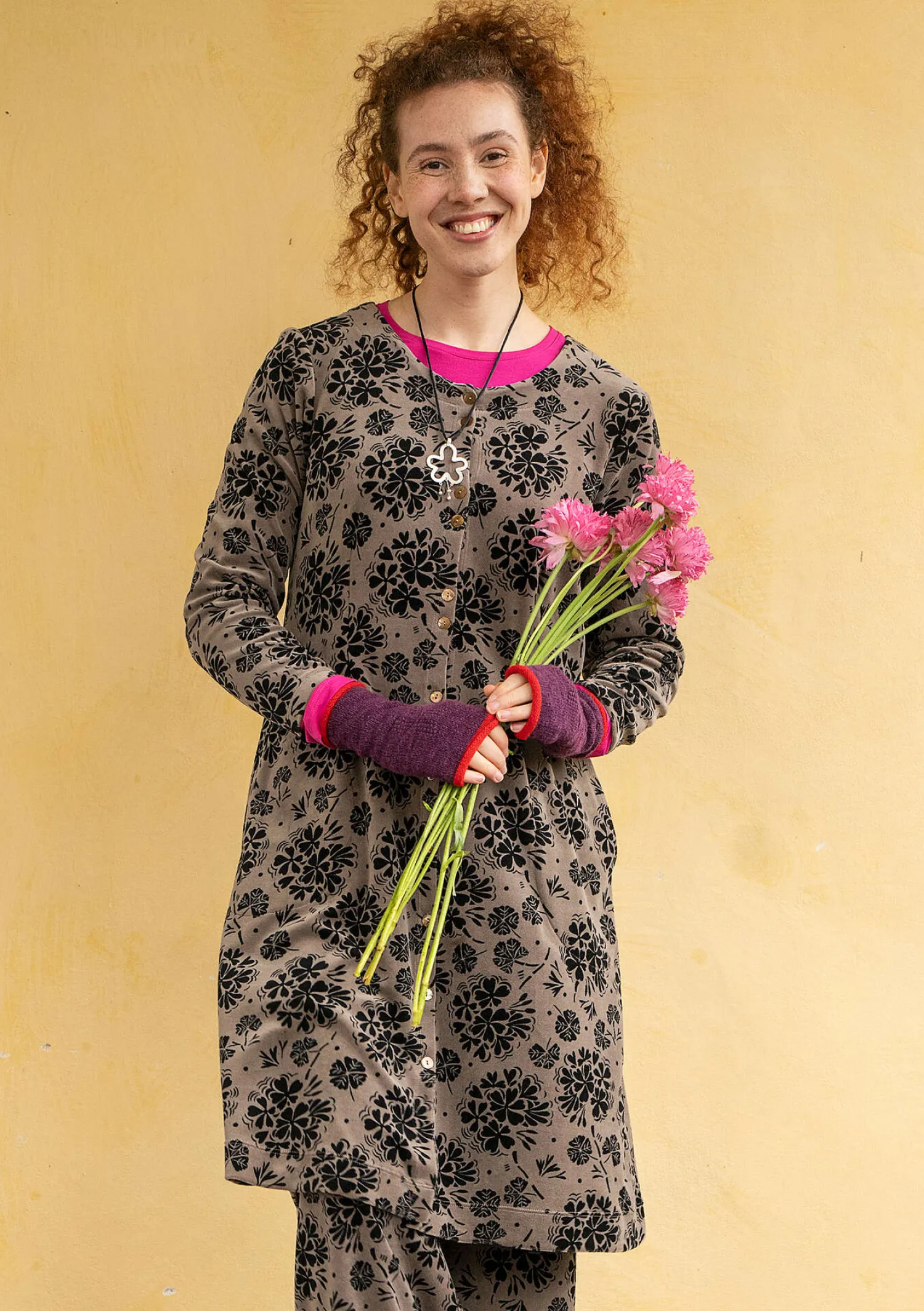 Store Gudrun Sjödén Velourskleid „Selma“ aus Bio-Baumwolle/Recycling-Polyester grasgrün