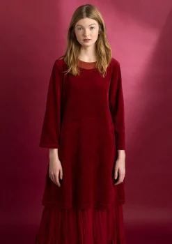 Discount Gudrun Sjödén Velourstunika aus Bio-Baumwolle/Recycling-Polyester granatapfel