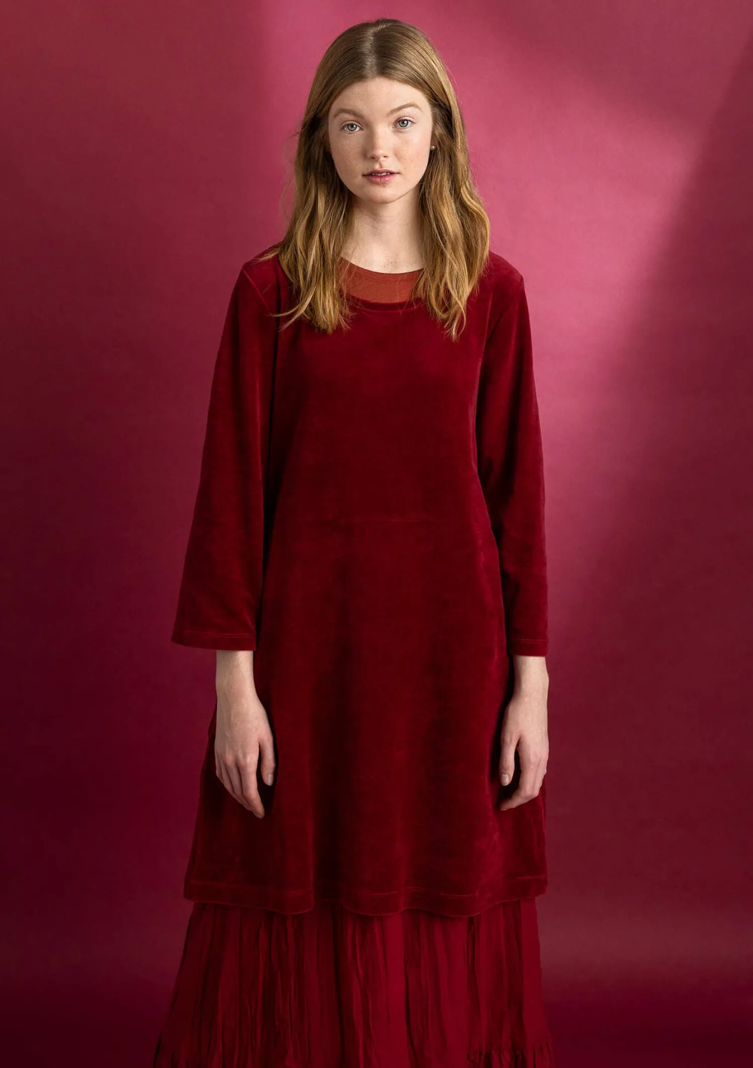 Fashion Gudrun Sjödén Velourstunika aus Bio-Baumwolle/Recycling-Polyester granatapfel