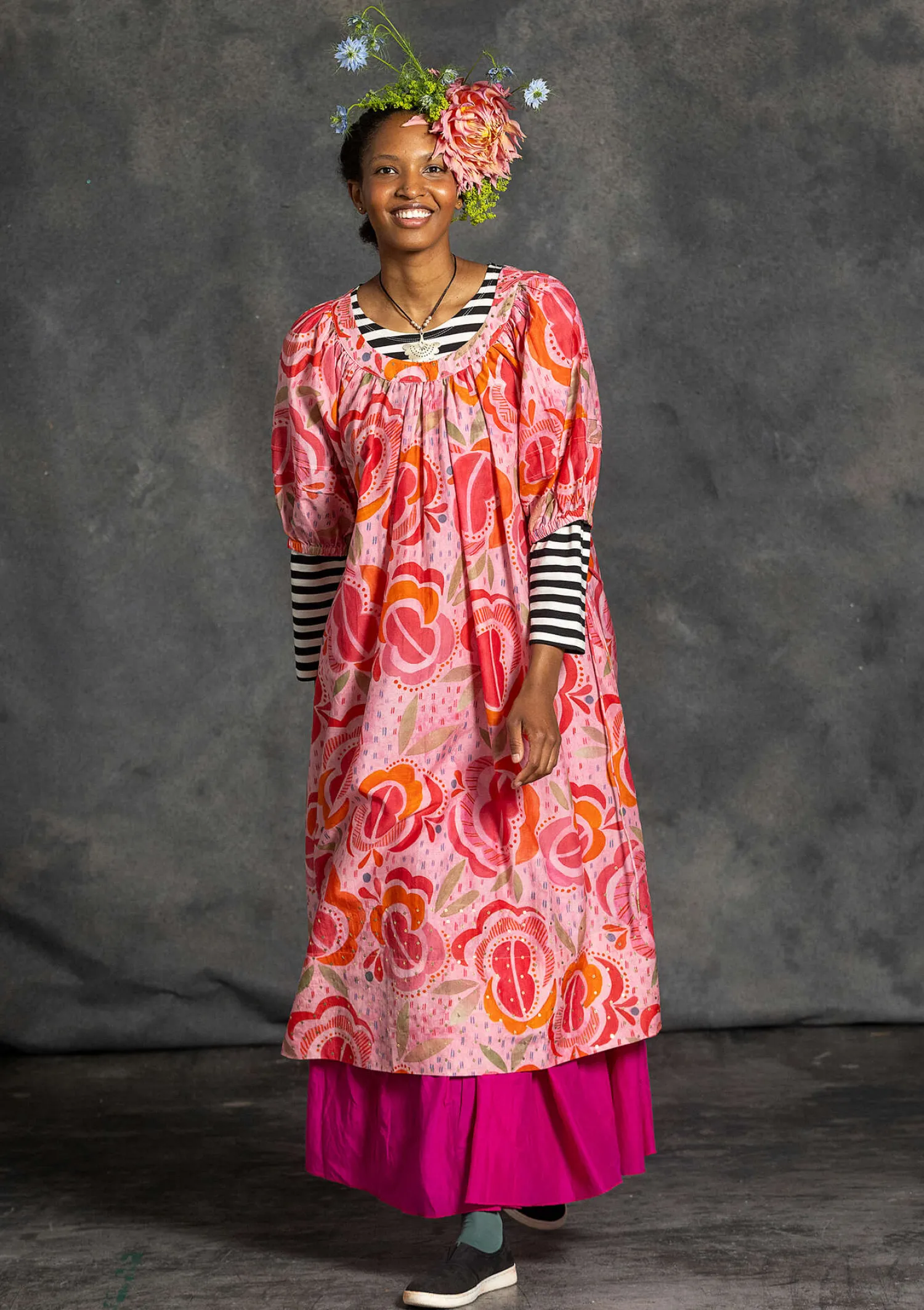 Best Gudrun Sjödén Webkleid „Great Rose“ aus Bio-Baumwolle/Seide schwarz