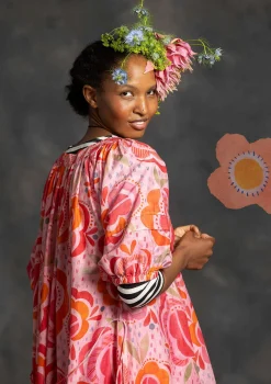 Clearance Gudrun Sjödén Webkleid „Great Rose“ aus Bio-Baumwolle/Seide Hellpuderrosa