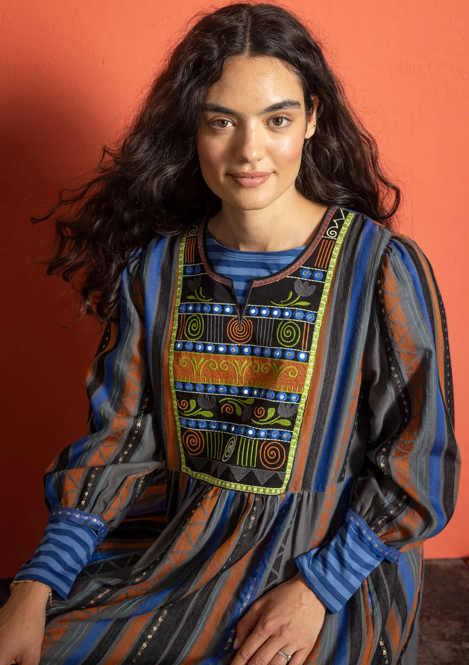 Online Gudrun Sjödén Webkleid „Jaipur“ aus Wolle/Baumwolle aubergine