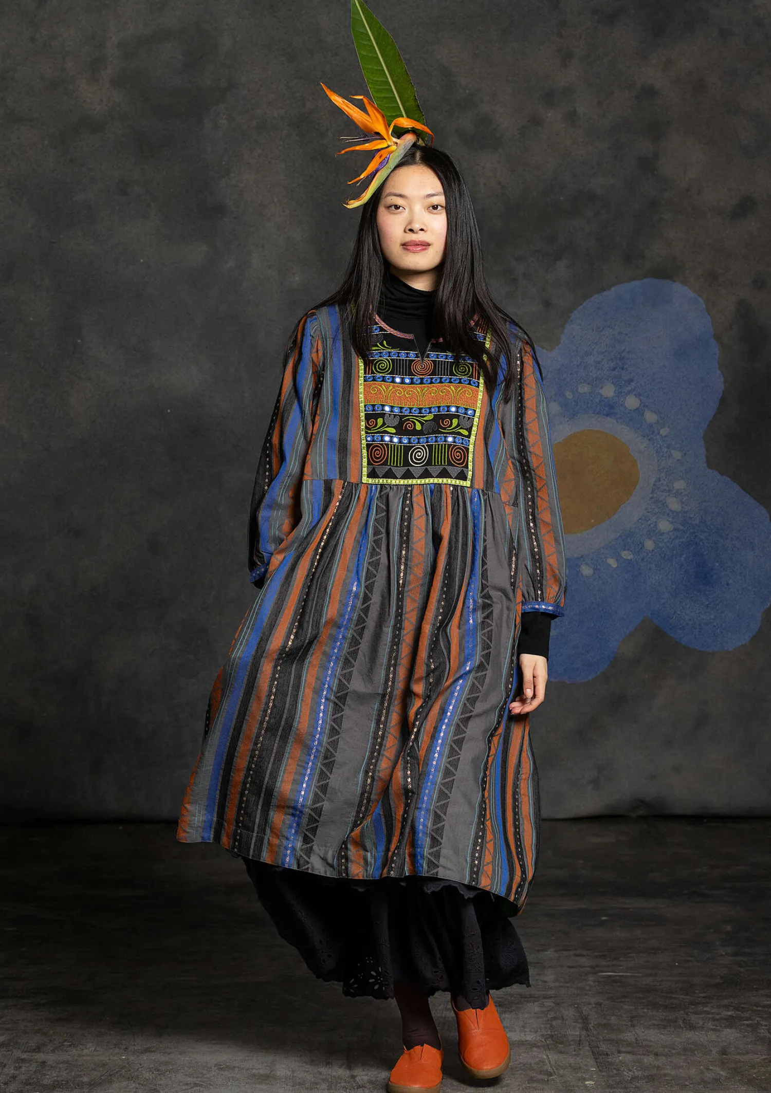 Store Gudrun Sjödén Webkleid „Jaipur“ aus Wolle/Baumwolle schwarz