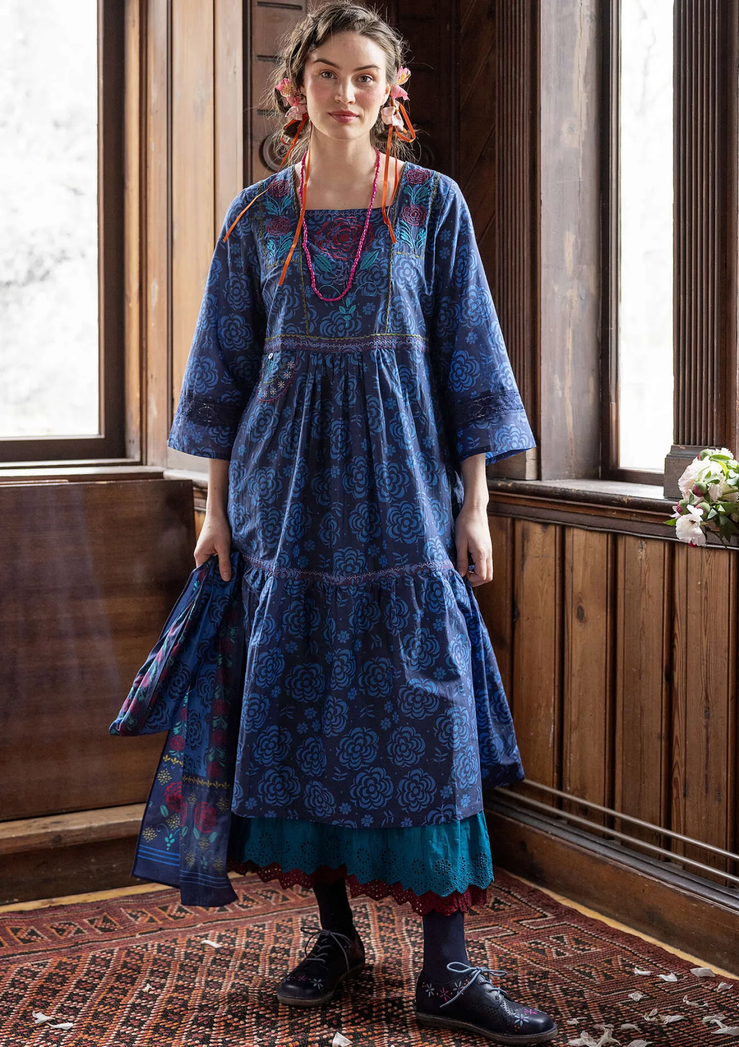 Clearance Gudrun Sjödén Webkleid „Kamelia“ aus Bio-Baumwolle/Seide schwarz