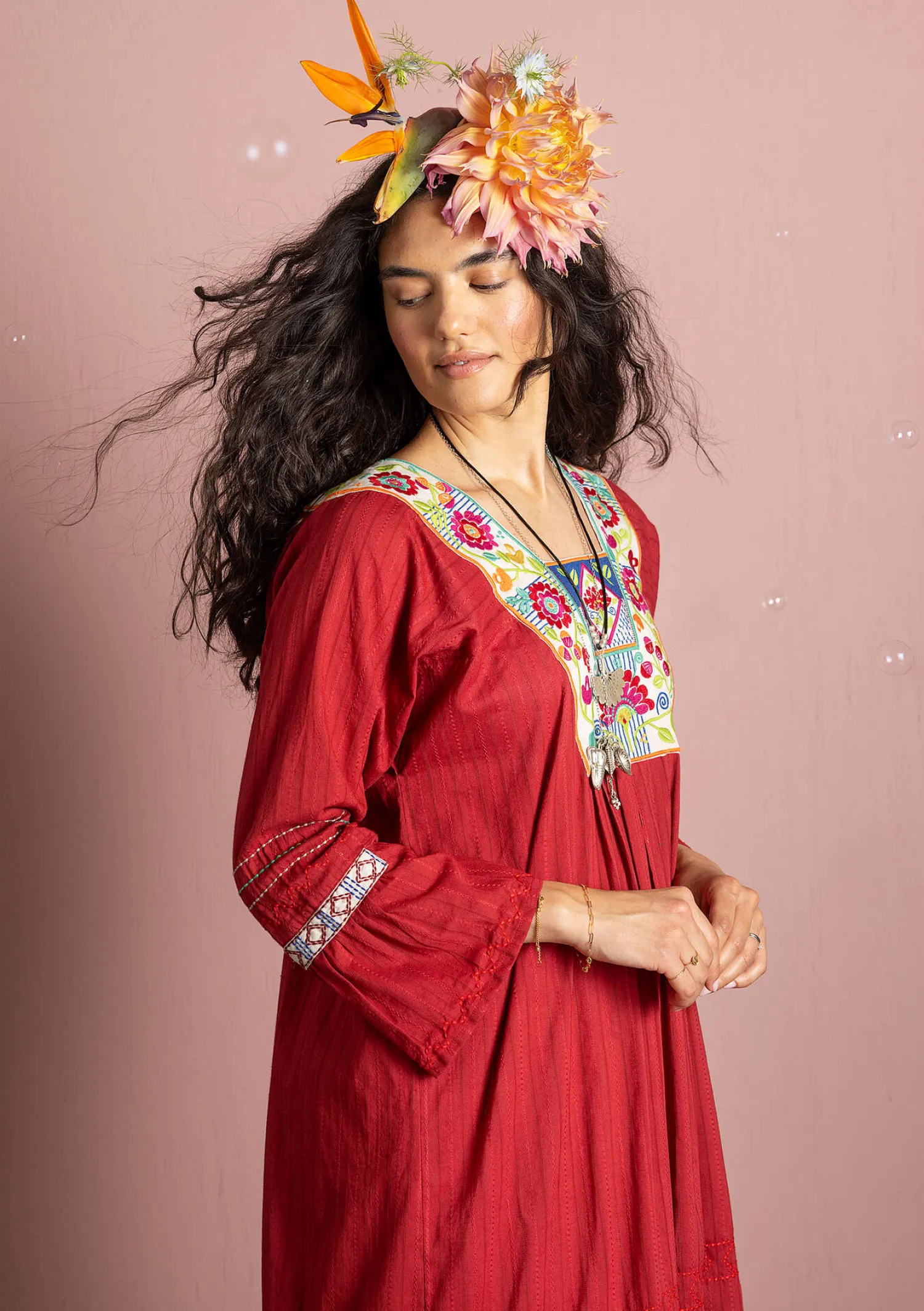 Store Gudrun Sjödén Webkleid „Kristina“ aus Bio-Baumwolle mohn
